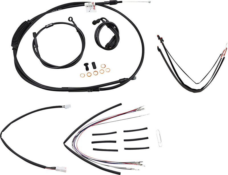 Burly Brand 18 Inch Apehanger Cable/Line Kit in Black For 2014-2016 FLHR Without ABS Models