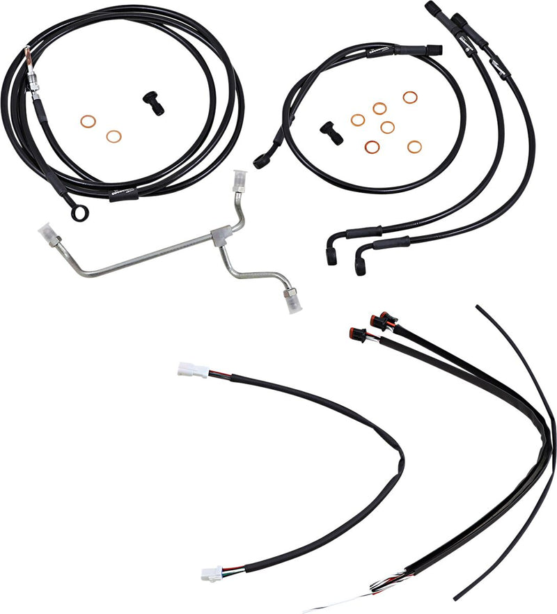 Burly Brand 14 Inch Apehanger Cable/Line Kit in Black For 2017-2019 FLHR, FLTRX Without ABS Models
