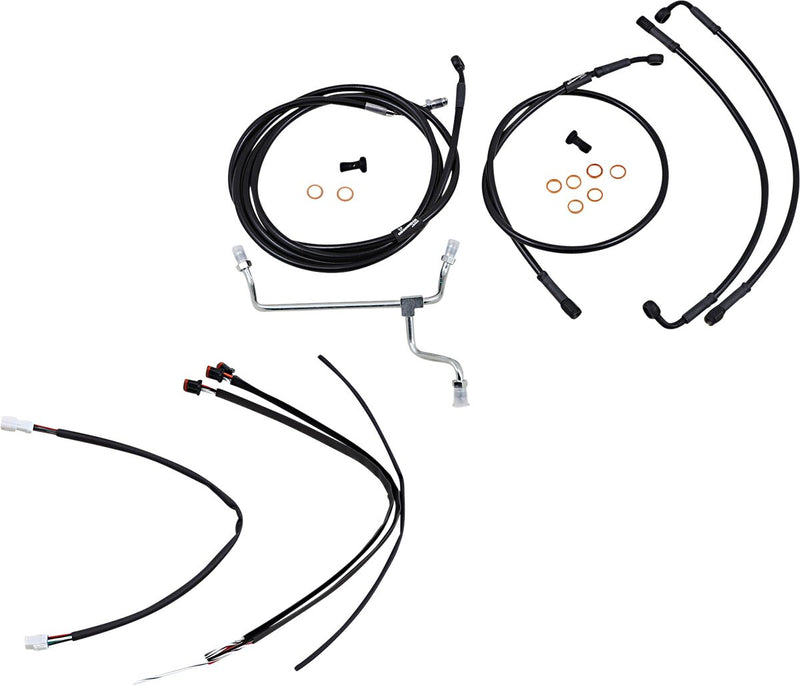 Burly Brand 18 Inch Apehanger Cable/Line Kit in Black For 2017-2019 FLHR, FLTRX Without ABS Models