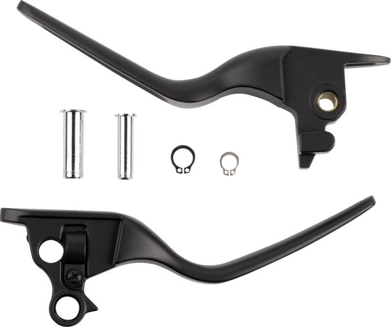 Drag Specialties Custom Lever Set Fits Harley-Davidson Dyna, Softail Models 2018-2024 Black| Satin Fitment Harley-Davidson #053591