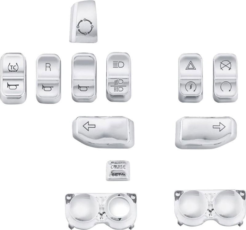 Drag Specialties Switch Cap Kit Fits Harley-Davidson Touring, Trike Models 2015-2024 Silver Fitment Harley-Davidson