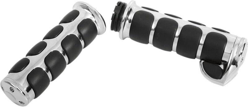 Kuryakyn Premium ISO-Grips With Standard ISO-Throttle Boss In Chrome For 1974-2023 Harley-Davidson Single And Dual Throttle Cable Models