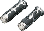 Kuryakyn ISO-Flame Grips In Chrome For 1974-2023 Harley-Davidson Single And Dual Throttle Cable Models