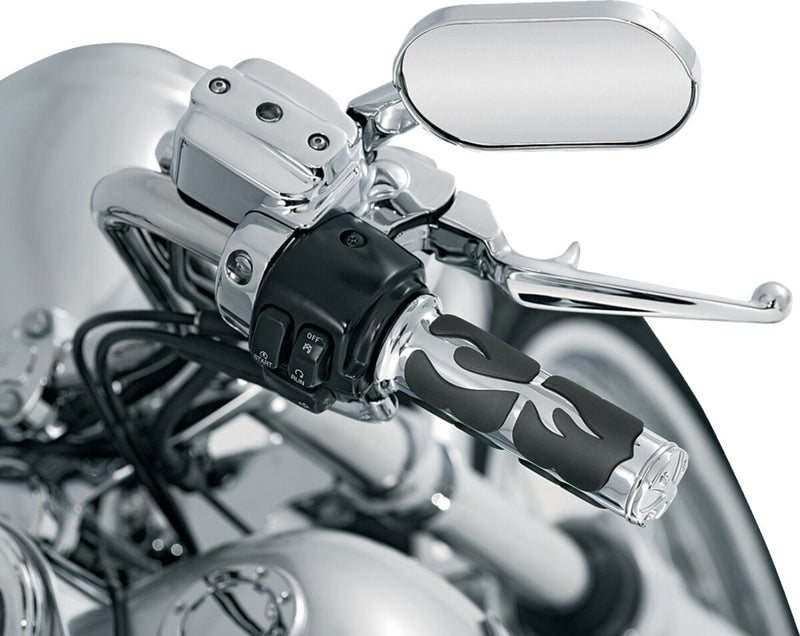 Kuryakyn ISO-Flame Grips In Chrome For 1974-2023 Harley-Davidson Single And Dual Throttle Cable Models