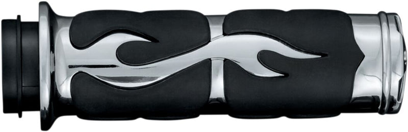 Kuryakyn ISO-Flame Grips In Chrome For 1974-2023 Harley-Davidson Single And Dual Throttle Cable Models