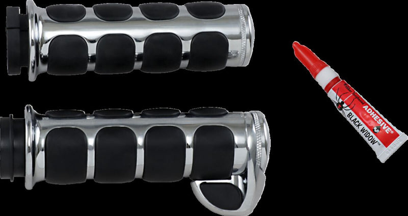 Kuryakyn Premium ISO-Grips With Standard ISO-Throttle Boss In Chrome For 2008-2024 Harley-Davidson E-Throttle Models & Road King Special/Trike