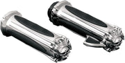Kuryakyn Zombie Grips With Throttle Boss In Chrome For 2008-2024 Harley-Davidson E-Throttle Models & Road King Special/Trike Black| Chrome