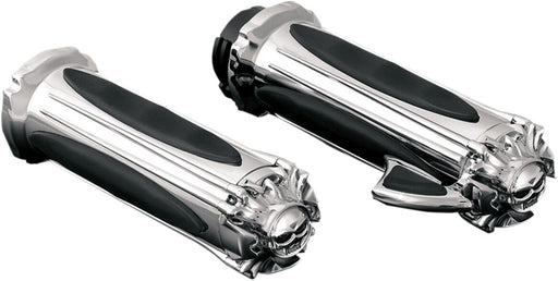 Kuryakyn Zombie Grips With Throttle Boss In Chrome For 2008-2024 Harley-Davidson E-Throttle Models & Road King Special/Trike Black| Chrome