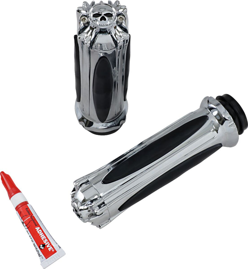 Kuryakyn Zombie Grips In Chrome For 2008-2024 Harley-Davidson E-Throttle Models & Road King Special/Trike