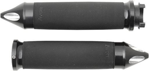 Avon Grips Custom Spike End Grips Custom Contour Anodised Black Diamond Knurled Flange Aluminium Rubber Pair
