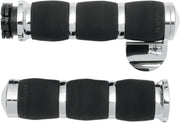 Avon Grips Air Cushioned Grips With Throttle Boss In Chrome For Metric Touring Motorcycles Black| Chrome #MT-AIR-90-CH-B