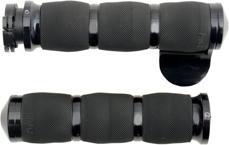 Avon Grips Air Cushioned Grips With Throttle Boss In Black Anodised For Metric Touring Motorcycles