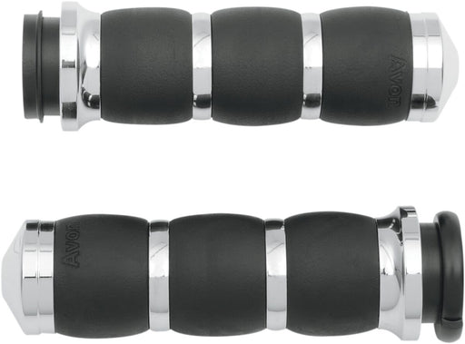 Avon Performance Velvet Air Cushioned Grips In Chrome For 2008-2024 Harley-Davidson E-Throttle Models & Road King Special/Trike Black| Chrome