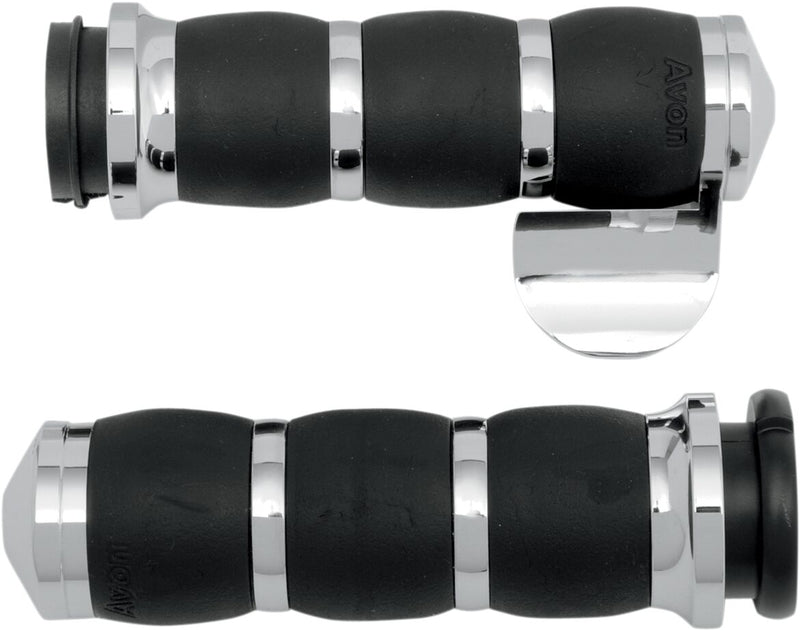 Avon Performance Velvet Air Cushioned Grips In Chrome With Throttle Boss For 2008-2024 Harley-Davidson E-Throttle Models & Road King Special/Trike