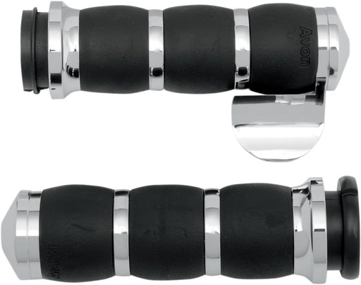 Avon Performance Velvet Air Cushioned Grips In Chrome With Throttle Boss For 2008-2024 Harley-Davidson E-Throttle Models & Road King Special/Trike