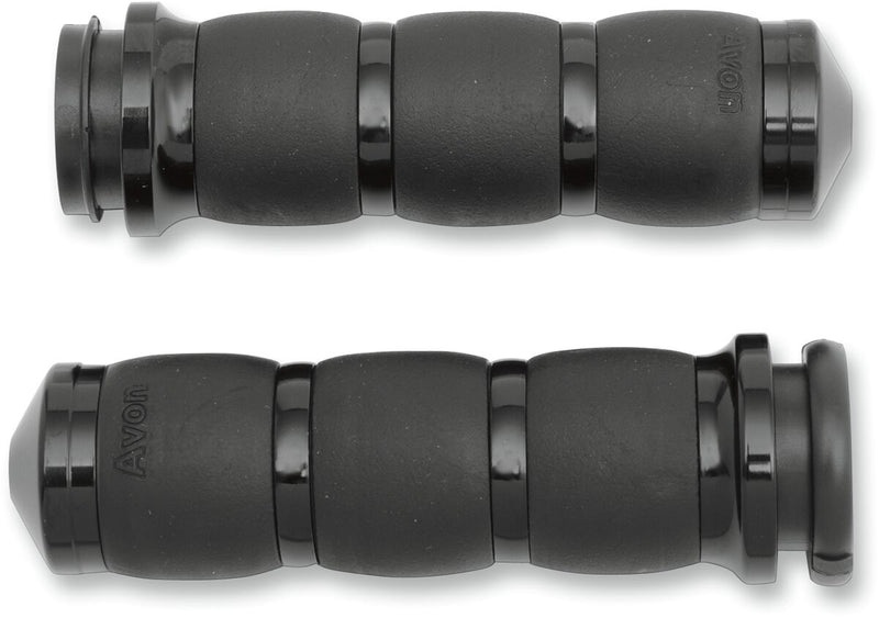 Avon Velvet Air Cushioned Grips in Black Anodised For 2008-2024 Harley-Davidson E-Throttle Models & Road King Special/Trike Anodised| Black