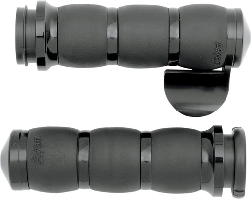 Avon Performance Velvet Air Cushioned Grips In Black With Throttle Boss For 2008-2023 Harley-Davidson Electronic Throttle Models