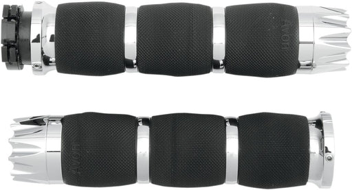 Avon Grips Air Cushioned Excalibur Grips In Chrome For Metric Touring Motorcycles Black| Chrome