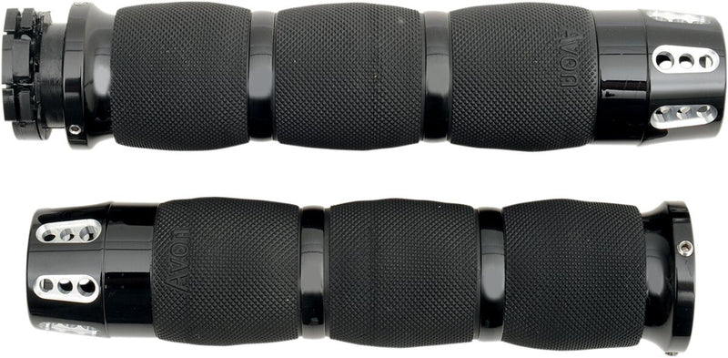 Avon Grips Air Cushioned Gatlin Grips In Black Anodised For Metric Touring Motorcycles