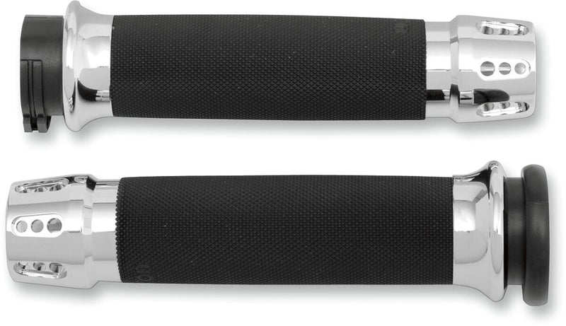 Gatlin Custom Grips Dyna, Softail, Classic, Sportster, Touring, V-Rod Black| Chrome #CC-85-CH-GAT