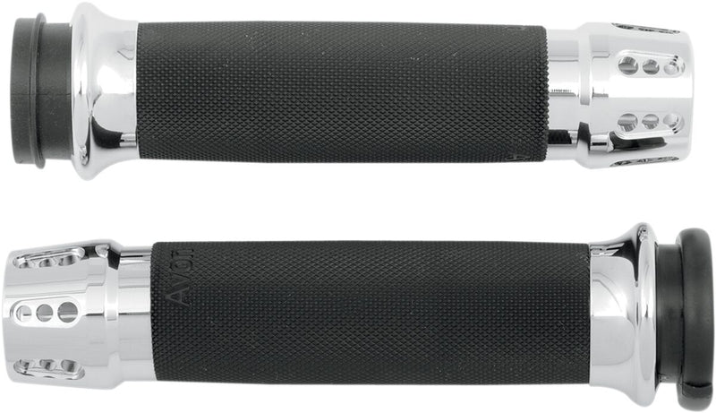 Gatlin Custom Grips Dyna, Softail, Sportster, Touring, Trike Black| Chrome #CC-85-CH-FL-GAT
