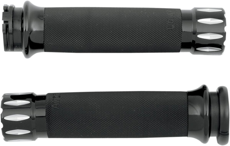 Rival Custom Grips Dyna, Softail, Classic, Sportster, Touring, V-Rod Anodised| Black