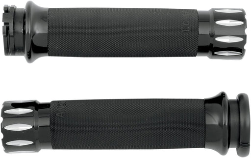 Rival Custom Grips Dyna, Softail, Classic, Sportster, Touring, V-Rod Anodised| Black