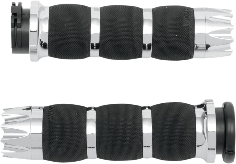 Excalibur Air Cushioned Grips Dyna, Softail, Classic, Sportster, Touring, V-Rod Black| Chrome #AIR-90-EX