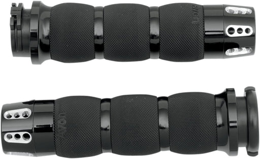 Gatlin Air Cushioned Grips Dyna, Softail, Classic, Sportster, Touring, V-Rod Anodised| Black