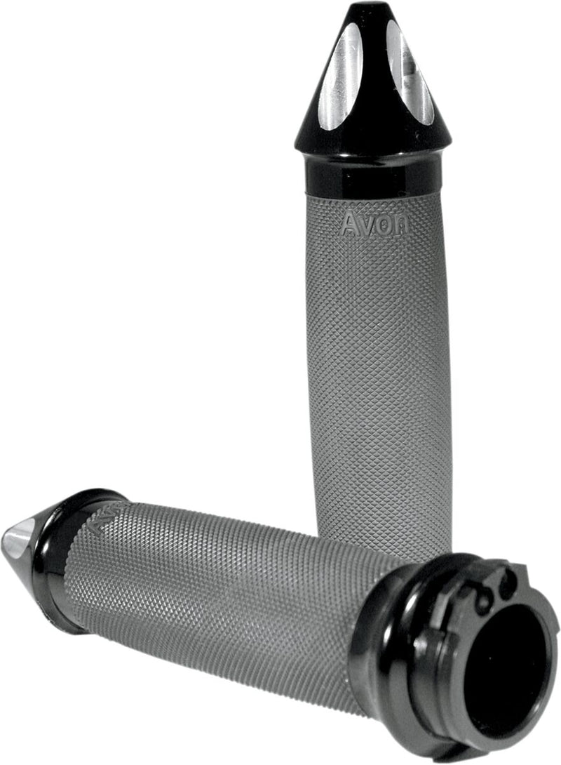 Avon Performance Custom Contour Spike Grips In Black For 1974-2023 Harley-Davidson Single And Dual Throttle Cable Models