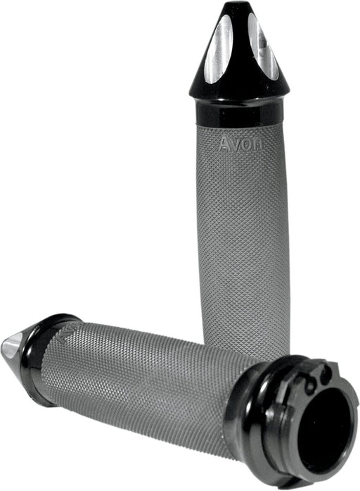 Avon Performance Custom Contour Spike Grips In Black For 1974-2023 Harley-Davidson Single And Dual Throttle Cable Models