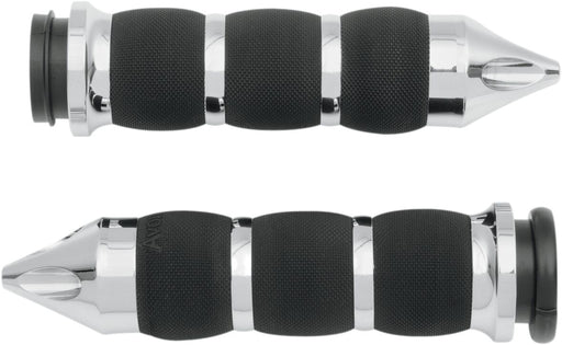 Avon Air Cushion Spike Grips With Throttle-By-Wire In Chrome For 2008-2024 Harley-Davidson E-Throttle Models & Road King Special/Trike