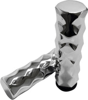 LA Choppers Billet Hex Grips Chrome Silver Closed End No Flange Aluminium Pair
