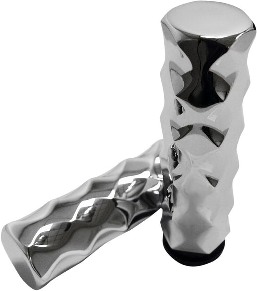 LA Choppers Billet Hex Grips Chrome Silver Closed End No Flange Aluminium Pair