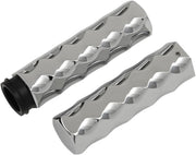 LA Choppers Billet Hex Grips Chrome Silver Closed End No Flange Aluminium Pair