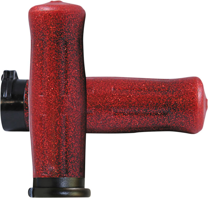 Avon Old School Grips In Red Sparkle For 1974-2023 Harley-Davidson Single And Dual Throttle Cable Models