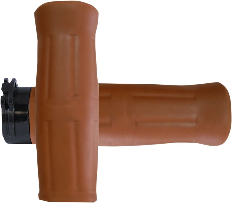 Avon Old School Coke Bottle Look Grips In Tan (Light Brown) For Harley-Davidson 1974-2023 Models With Single Or Dual Throttle Cables (Excl. Street) Models