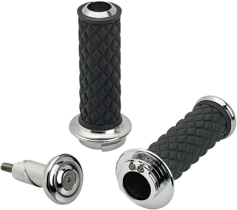 Biltwell Chrome Alumicore Dual-Cable Grip Set