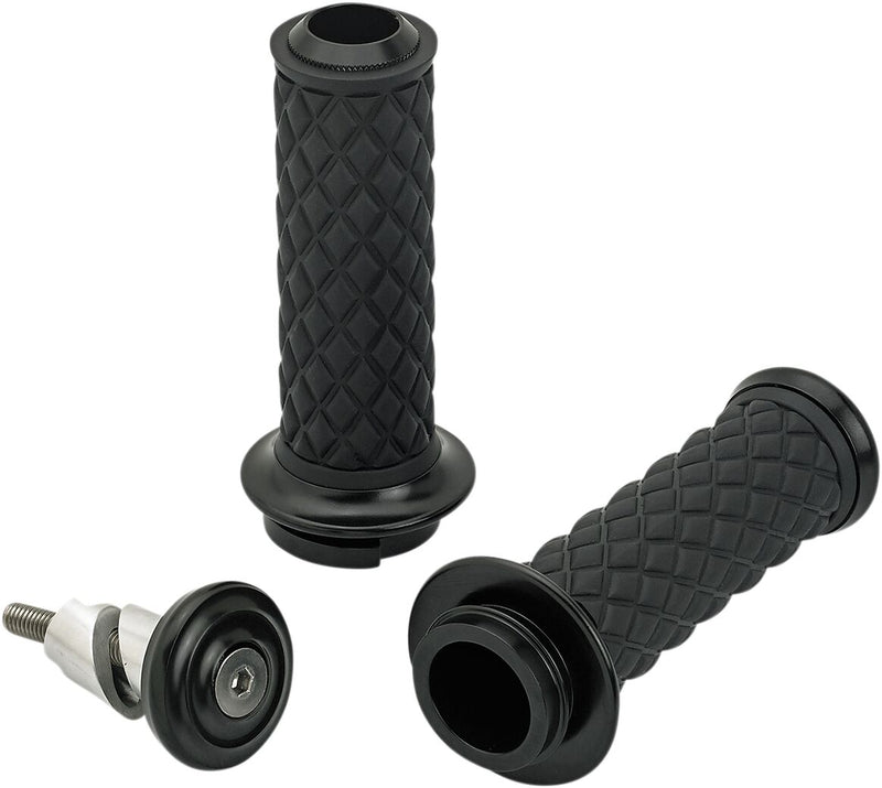 Biltwell Black Alumicore Throttle-By-Wire Grip Set for Various Various Harley-Davidson Motorcycles (See Fitment List)