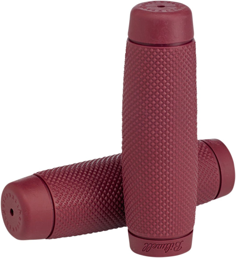 Biltwell Recoil Bar Grips Flat Oxblood Red Closed End Diamond Knurled Kraton™ Rubber Pair