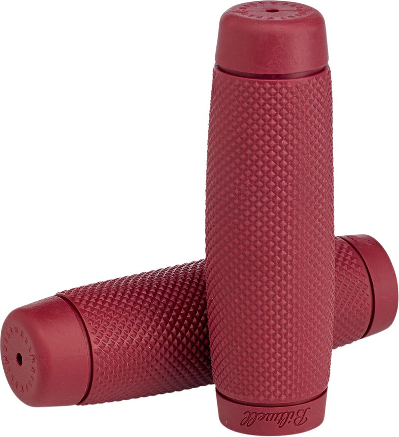 Biltwell Recoil Bar Grips Flat Oxblood Red Closed End Diamond Knurled Kraton™ Rubber Pair
