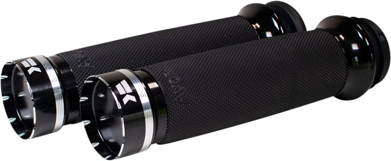 Khrome Werks Black Tracer Tipped Custom Contour Grips for Various Various Harley-Davidson Motorcycles (See Fitment List)