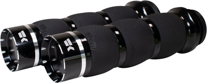Khrome Werks Black Tracer Tipped Air-Cushion Grips for Various Various Harley-Davidson Motorcycles (See Fitment List)