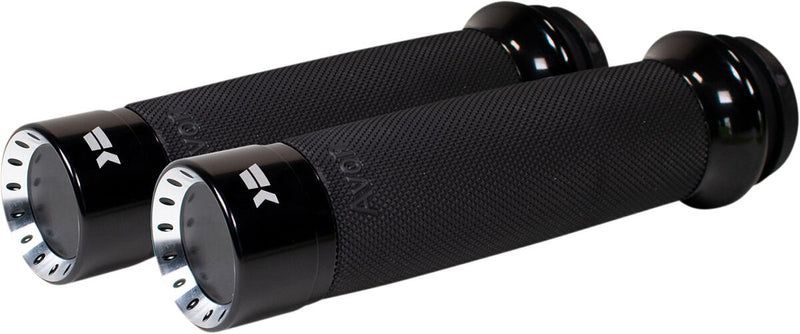 Khrome Werks Black Turbine Tipped Custom Contour Grips for Various Various Harley-Davidson Motorcycles (See Fitment List)