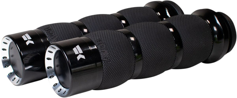 Khrome Werks Black Turbine Tipped Air-Cushion Grips for Various Various Harley-Davidson Motorcycles (See Fitment List)