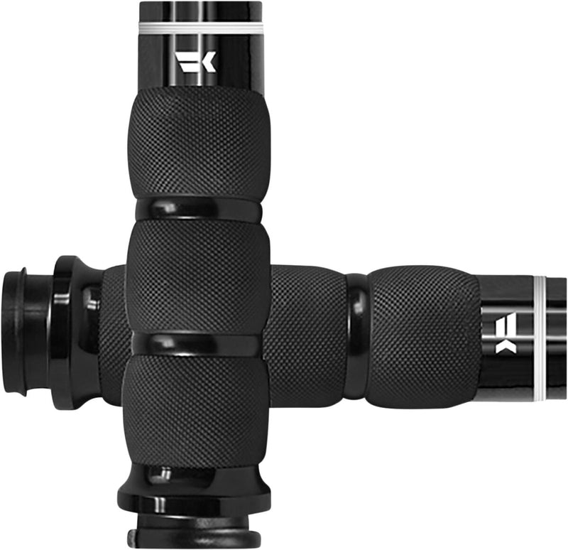 Khrome Werks Black Turbine Tipped Air-Cushion Grips for Various Various Harley-Davidson Motorcycles (See Fitment List)