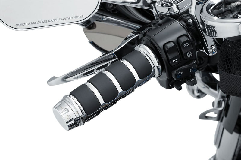 Kuryakyn ISO Grip Covers For OEM Heated Grips In Chrome For Harley-Davidson 2018-2023 Softail, 2016-2017 FXDLS & 2008-2023 Touring Models