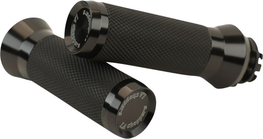 LA Choppers Grips Black Closed End Flange Aluminium Rubber Pair