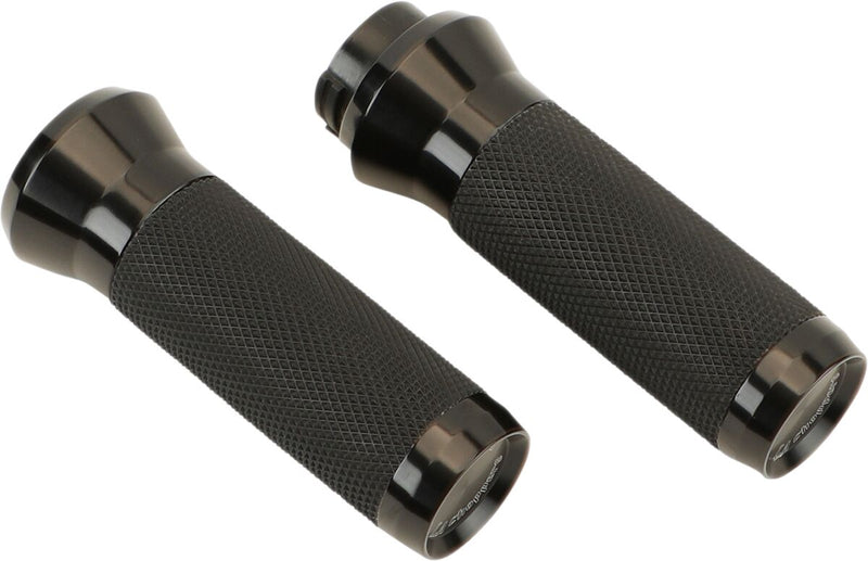 LA Choppers Grips Black Closed End Flange Aluminium Rubber Pair #LA-7492-00B