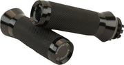 LA Choppers Grips Black Cable Closed End Aluminium Rubber Pair